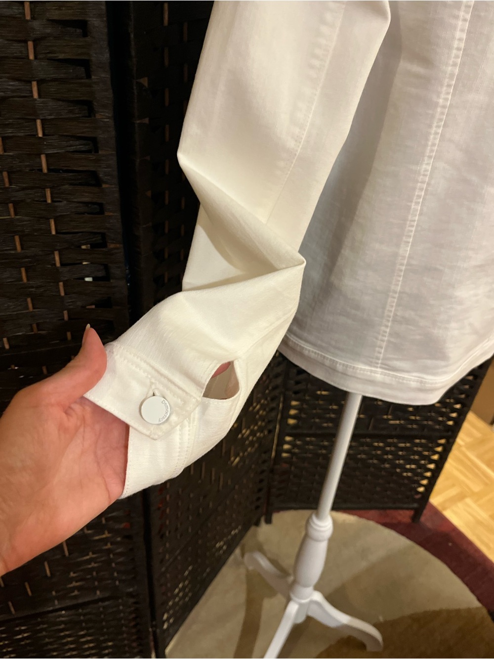 Democracy White Denim / Jean Jacket. 
4 pockets. 75% cotton. Stretchy. S - Picture 7 of 12